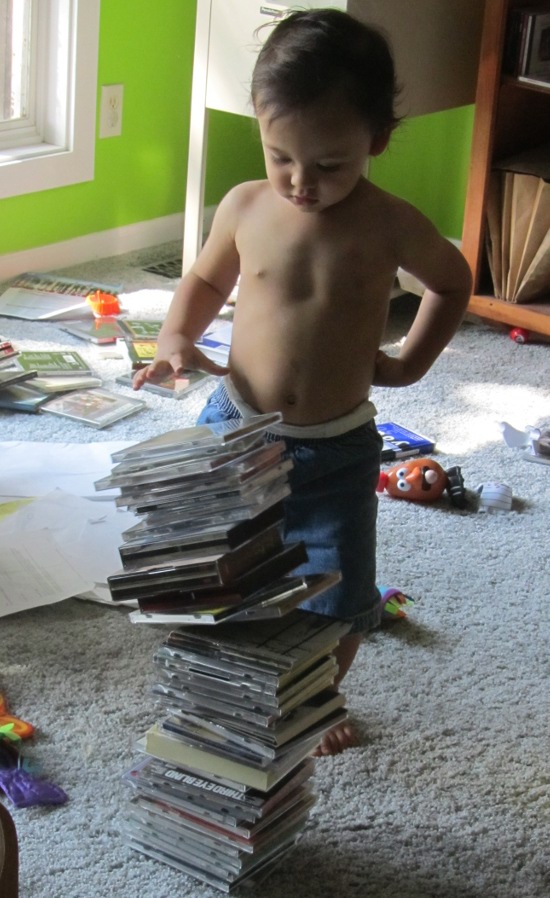 Leaning tower of CDs