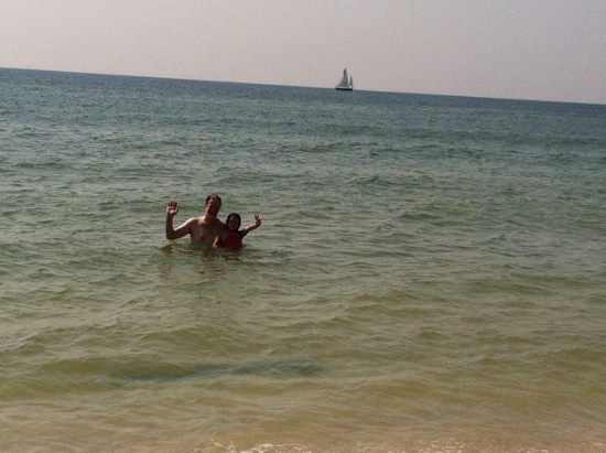 Papa and Yaya swimming together