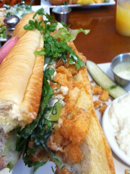 My crawfish po'boy with a side of parmesan risotto