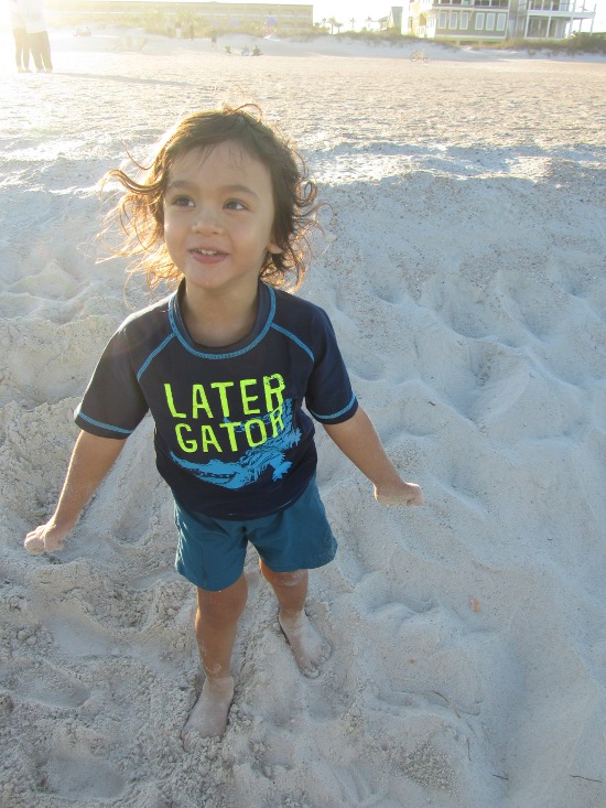 Happily playing in the sand at St Augustine Beach