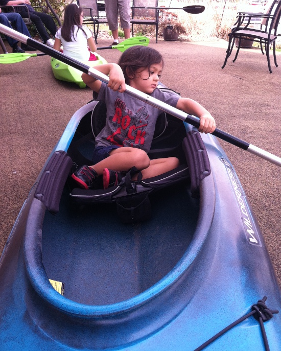 Trying out the oars