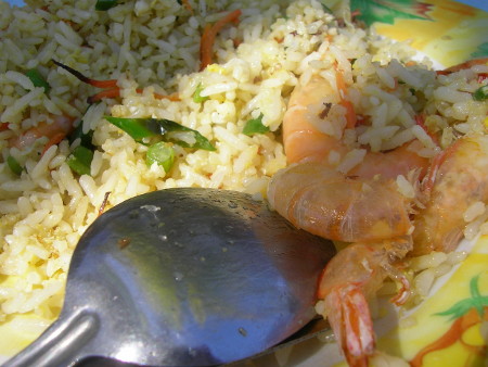 Rice fried with a decapod