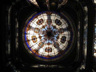 Domed roof of the building made of stained glass