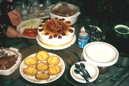 Cake with assorted food