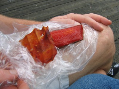 Fresh smoked salmon from the market