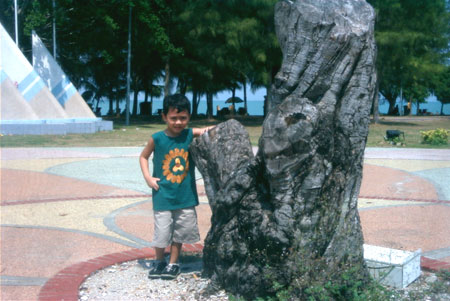 Irfan and a tree stump