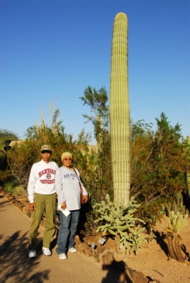 Mak and Abah by a saguaro