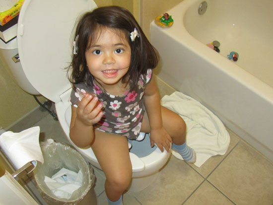 Yaya sits on potty!