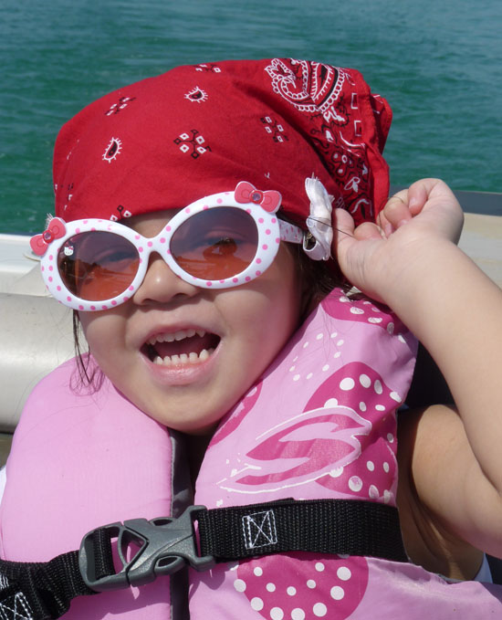 Pirate Yaya enjoying the boat ride