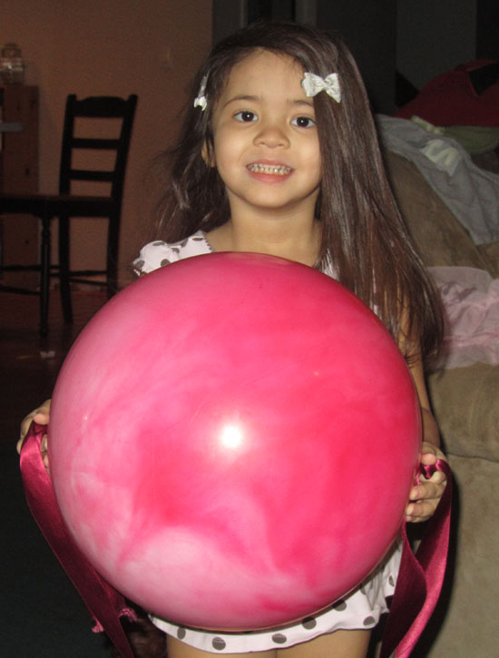 Playing with the "mama pink ball"