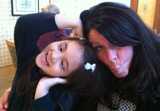 Funny faces with Melissa at happy hour