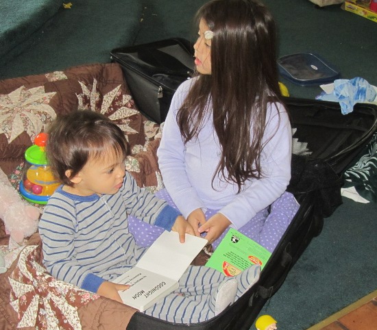 Reading together during "circle time"