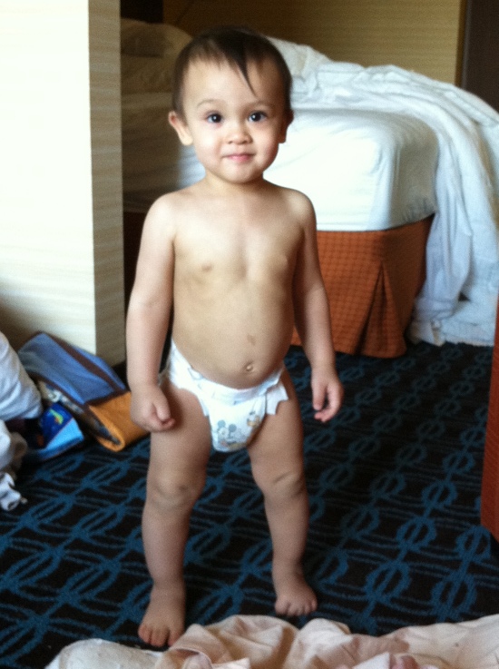 Adik looks like a real baby! (For some reason Yaya thinks real babies wear diapers and nothing else)