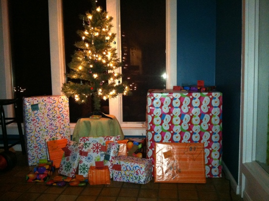 The final haul after a mega wrapping session on Christmas eve