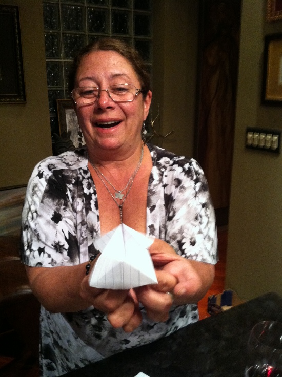 Laura makes a paper fortune teller