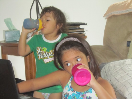 Laptop and sippy cups