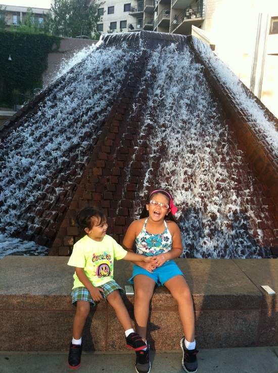Having lots of fun at this fountain on Nicollette Mall