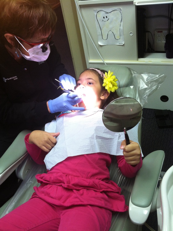 Getting her six-month dental checkup