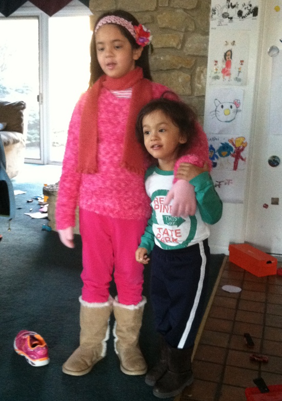 New fuzzy sweater for Yaya (the boots are not new)