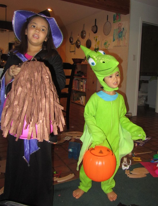 Yaya Witch complete with broomstick, Adik Pteranodon's head is starting to fall off