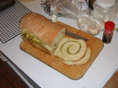 Pesto Bread, sliced