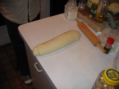 The rolled dough, seam-side down