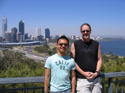 Vin and EJ with Perth Skyline in the background