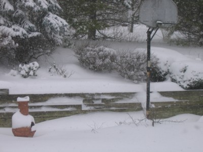 Snowy basketball court