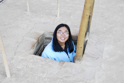 Climbing out of the kiva