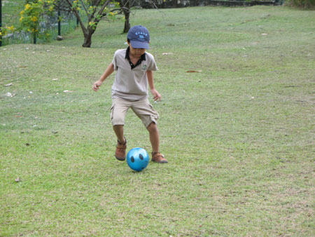 Irfan dribbling the football