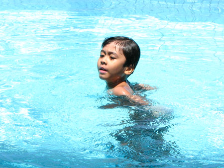 The swimming boy