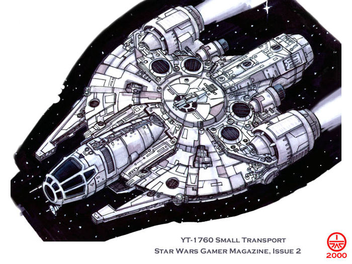 A YT-1760 freighter designed and drawn by Jeff Carlisle