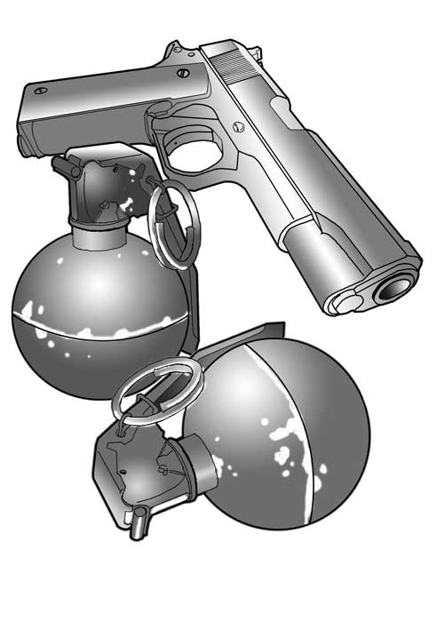 Pistol and grenades