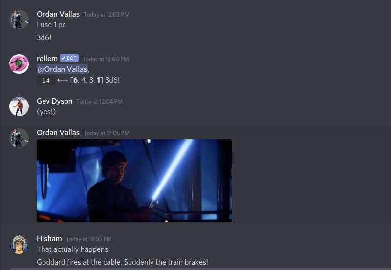 A lightsaber is ignited on Discord