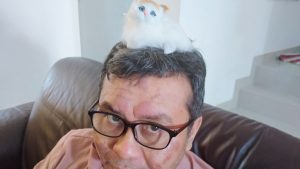 Hisham and fake cat