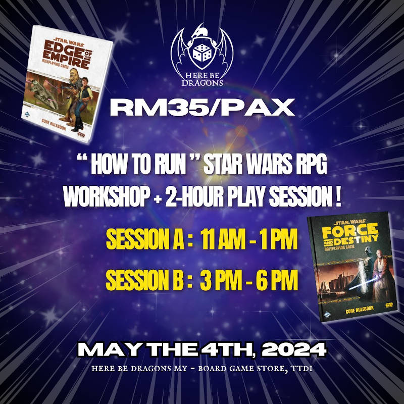 Star Wars RPG event promo at Here Be Dragons MY