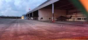 The hangar at dusk